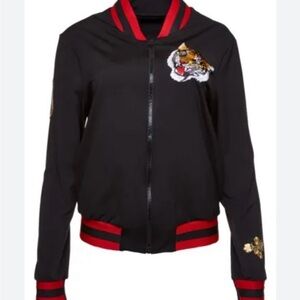 Bandier- Ultracor Black Bomber Jacket with Red Trim and Tiger Patch
